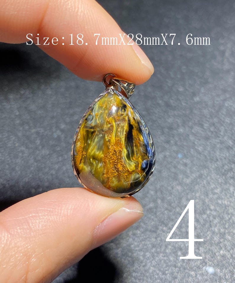 Handgjort 925 Sterling Pietersithänge — unik blåbrun cabochon, högglanspolerad, redo att gåva-51 bild 6
