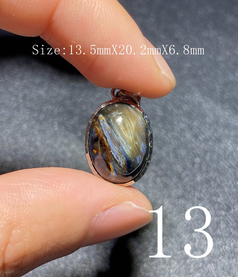 Handgjort 925 Sterling Pietersithänge — unik blåbrun cabochon, högglanspolerad, redo att gåva-51 bild 14