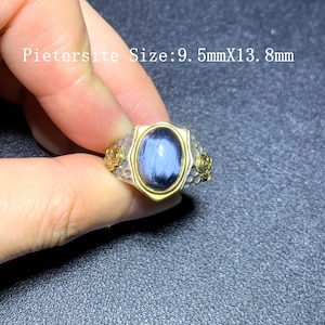 Natural Namibia Pietersite Ring 925 Silver Ring Handmade Gemstone Ring Blue Pietersite Statement Ring Gift for Him Her Crystal Jewelry-165
