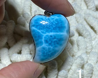 Larimar-hänge — Dominikanskt Larimar-halsband, handgjort sterlingsilver i havsblått, strandsmycken, present till henne, boho-halsband-57
