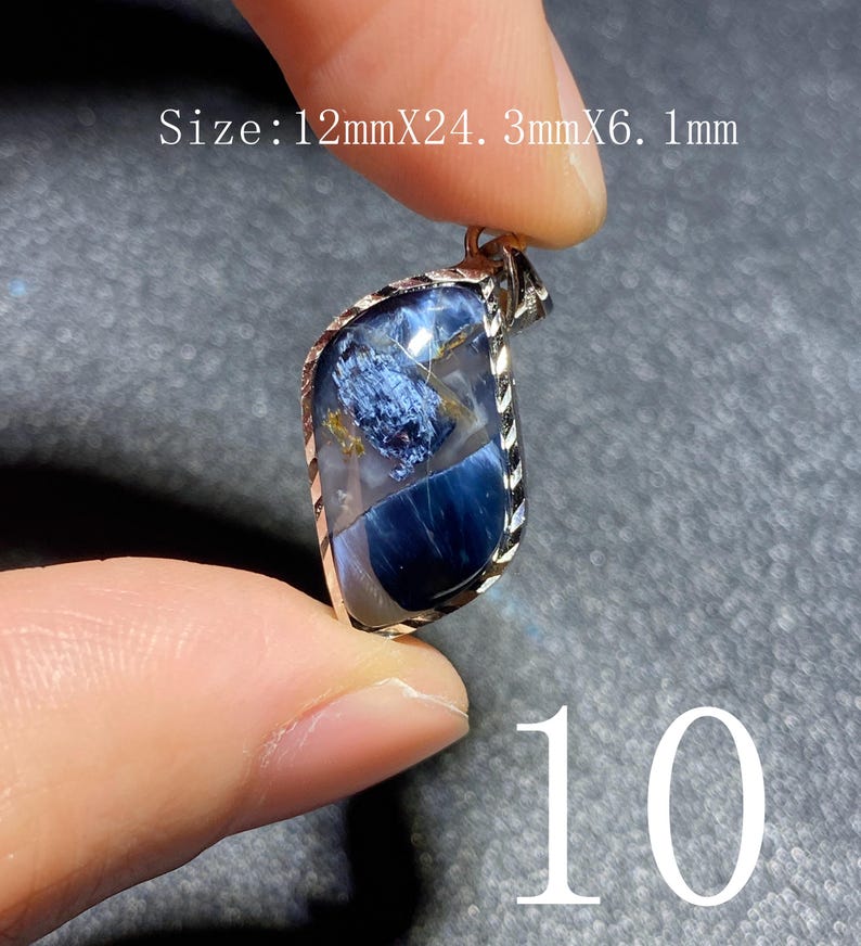 Handgjort 925 Sterling Pietersithänge — unik blåbrun cabochon, högglanspolerad, redo att gåva-51 bild 11