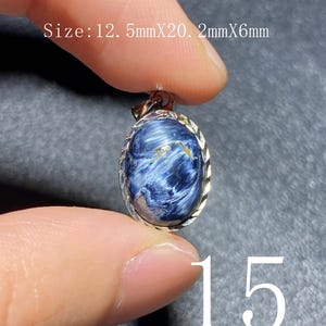 Handgjort 925 Sterling Pietersithänge — unik blåbrun cabochon, högglanspolerad, redo att gåva-51 bild 16