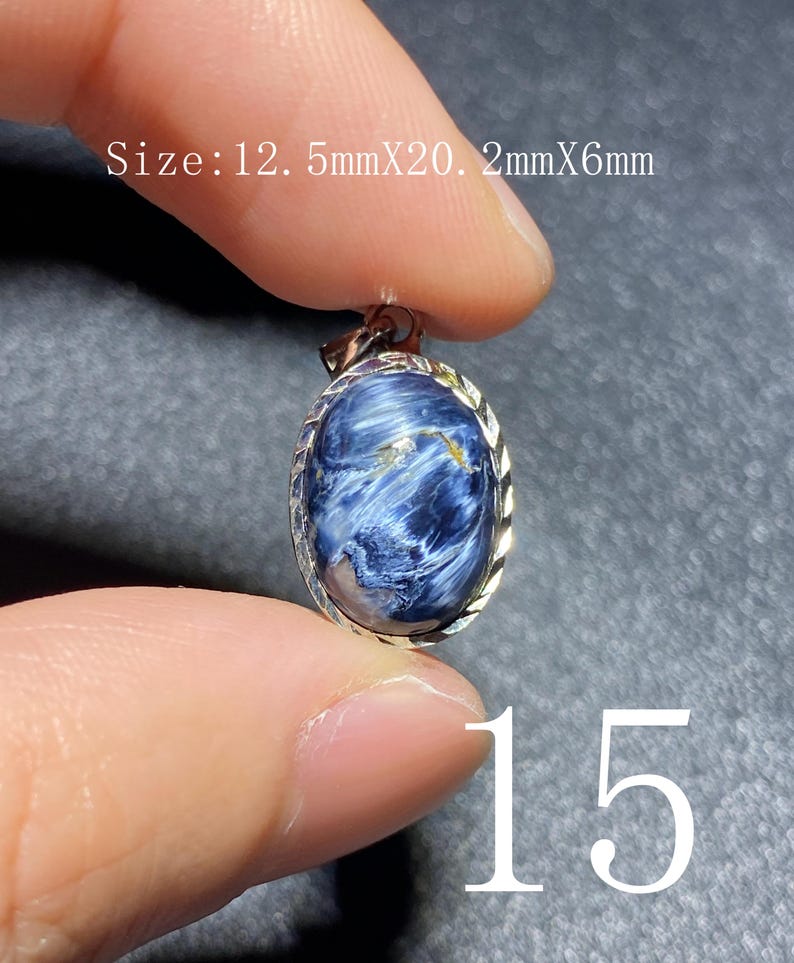 Handgjort 925 Sterling Pietersithänge — unik blåbrun cabochon, högglanspolerad, redo att gåva-51 bild 16