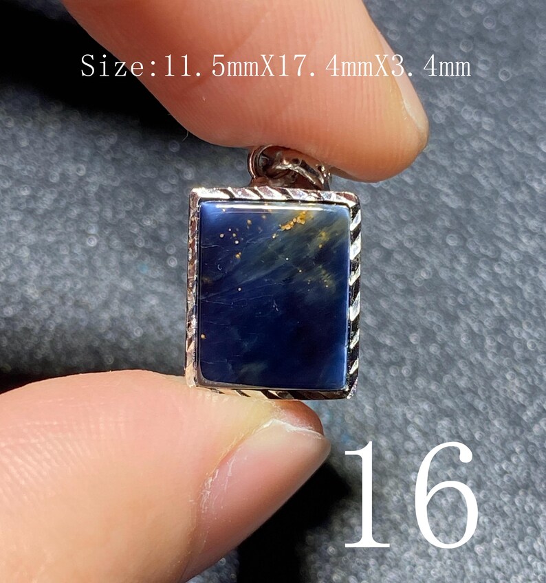 Handgjort 925 Sterling Pietersithänge — unik blåbrun cabochon, högglanspolerad, redo att gåva-51 bild 17