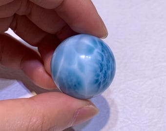 Large Natural Larimar Sphere, Dominican Blue Crystal Ball, Ocean Pattern Gemstone, Collector Grade Larimar, Exact Stone Shown-29
