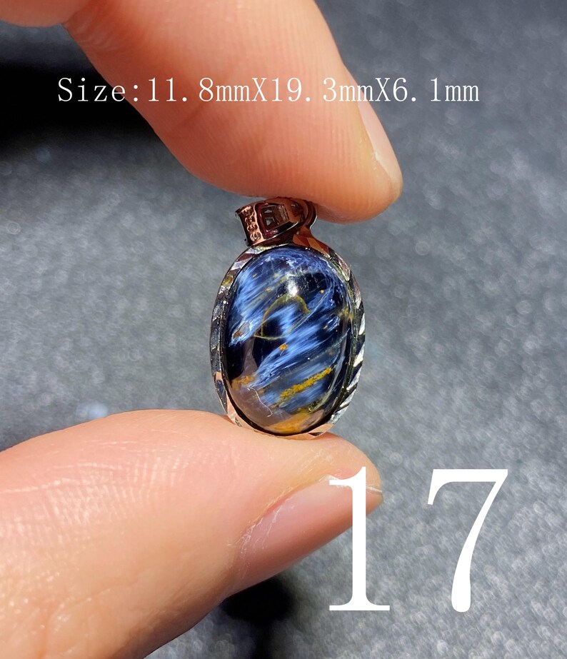 Handgjort 925 Sterling Pietersithänge — unik blåbrun cabochon, högglanspolerad, redo att gåva-51 bild 18