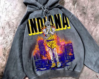 Camiseta vintage Tyrese Haliburton Game Winner, Moletom com capuz Reggie Miller Tribute x The Scream Art, Camiseta Indiana Basketball Victory.
