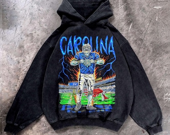 Vintage Carolina Football Washed Hoodie, T-Shirt, Übergroßes Bekleidung Sweatshirt, Unisex Shirt, Spieltag Shirt, Universität Fußballfan Geschenk.