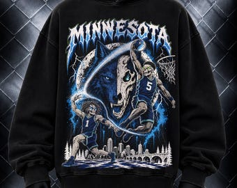 Camiseta vintage de basquete, camiseta inspirada em Minnesota, moletom com capuz estilo Anthony Edwards LaMelo, moletom gola redonda, presente unissex tamanho grande.