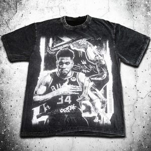 Giannis Antetokounmpo Gebleichtes T-Shirt, Bucks High-Weight Hoodie, Milwaukee Milwaukee Sweatshirt, Unisex Shirt, Geschenk für Ihn, Geschenk für Sie.
