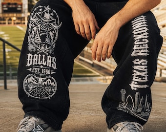 Calça de moletom estilo Dallas Cowboy Vintage, Calça Jogger Estilo Gótico Streetwear, Preta Lavada e Pesada, Unissex, Ideal para Presente.