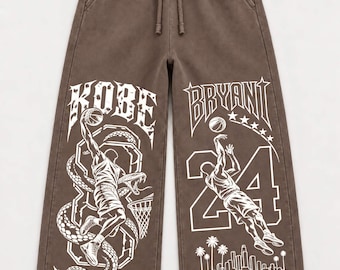 Kobe Bryant 8 24 Sweatpants, Mamba Basketball Graphic Joggers, Los Angeles Basketball Tribute Pants, Heavyweight Washed Y2K Streetwear.