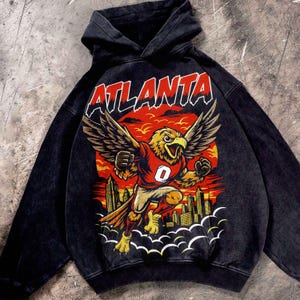 Vintage Atlanta Football Washed Hoodie, T-shirt, Oversized Apparel Crewneck Sweatshirt, Unisex Shirt, Game day Gift for him Gift for her.
