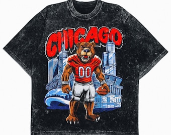 Vintage Chicago Football Hoodie, T-shirt, Oversized Washed Faded Apparel Sweatshirt, Unisex Shirt, Game day Gift for him Gift for her.