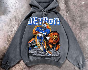 Moletom com capuz lavado do Detroit Football vintage, camiseta, moletom grande, camisa unissex, presente para dia de jogo para ele, presente para ela.