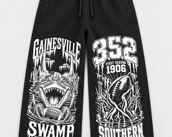 Gainesville Football Sweatpants, 352 Alligator Graphic Joggers, Heavyweight Washed College Football Y2K Streetwear Pants, Unisex Fan Gift.