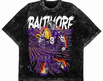 Sudadera con capucha vintage de Lamar Jackson, sudadera con capucha gruesa de Baltimore Football, sudadera lavada extragrande, camiseta unisex, regalo para él, regalo para ella.