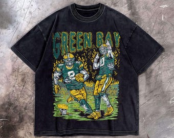 Vintage Green Bay voetbal gewassen hoodie, T-shirt, oversized kledingsweater, uniseks shirt, wedstrijdshirt, cadeau voor hem Cadeau voor haar.