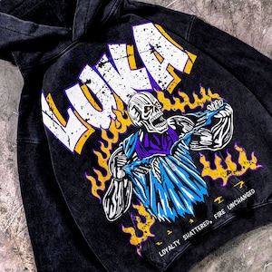 Vintage Luka Doncic hoodie, Los Angeles Basketball Heavy T-shirt, oversized gewassen sweater, uniseks shirt, cadeau voor hem cadeau voor haar.