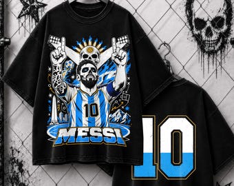 Camiseta vintage da Argentina de Futebol, camiseta com estampa inspirada em Messi, moletom retrô estilo streetwear de futebol, moletom gola redonda, número 10, presente unissex.