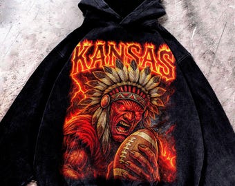 Bluza z kapturem Kansas City Football Washed, T-shirt, bluza z kapturem w stylu vintage oversize, koszulka unisex, prezent na mecz dla niego, prezent dla niej