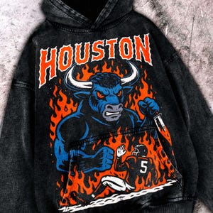 Vintage Houston Football Washed Hoodie, T-shirt, Oversized Apparel Sweatshirt, Unisex Shirt,Game day Gift for him Gift for her.