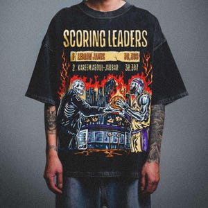 Vintage LeBron James T-Shirt, Kareem Abdul-Jabbar Hoodie, Dark Skull Shirt, Oversized Unisex Shirt, Memorial Gift for LA Basketball Fans.