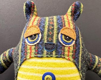 Handmade Woolen Totoro-Inspired Plushie, made from colorful felted wool