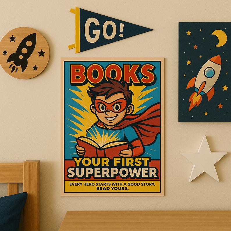 Retro Superhero Reading Poster: Classroom Literacy Decor (digital ...