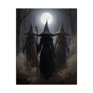 Witch Poster: Mystical Gothic Halloween Decor, Moonlit Witches