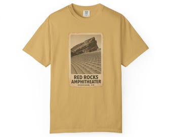 Vintage Red Rocks Concert T-Shirt: Unisex Garment-Dyed Colorado Souvenir