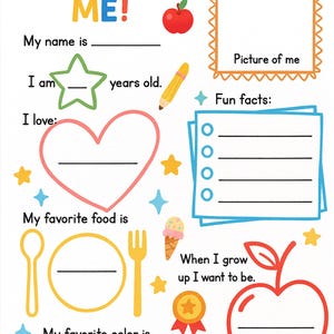 All About Me Printable Worksheet – Fun Back-to-School Activity for Kids
