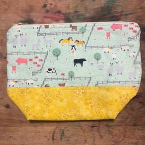 Farm Animals Zipper Project Bag