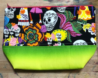 Sugar Skulls/Day of the Dead Zipper Project Bag