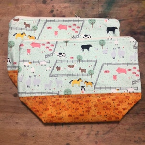 Farm Animals Zipper Project Bag