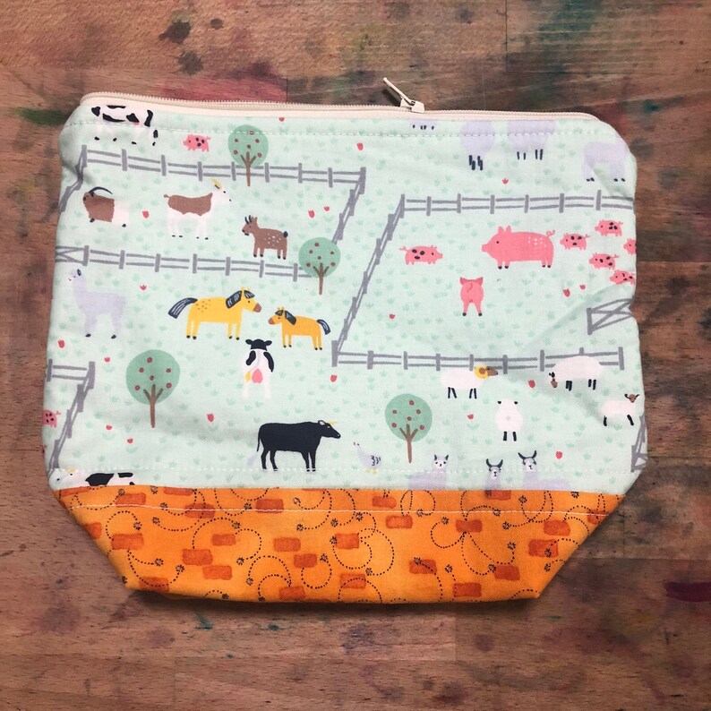 Farm Animals Small Zipper Project Bag