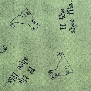 Lisa Liffick Designs Honey and Me Witch If The Shoe Fits Moss Green Fabric