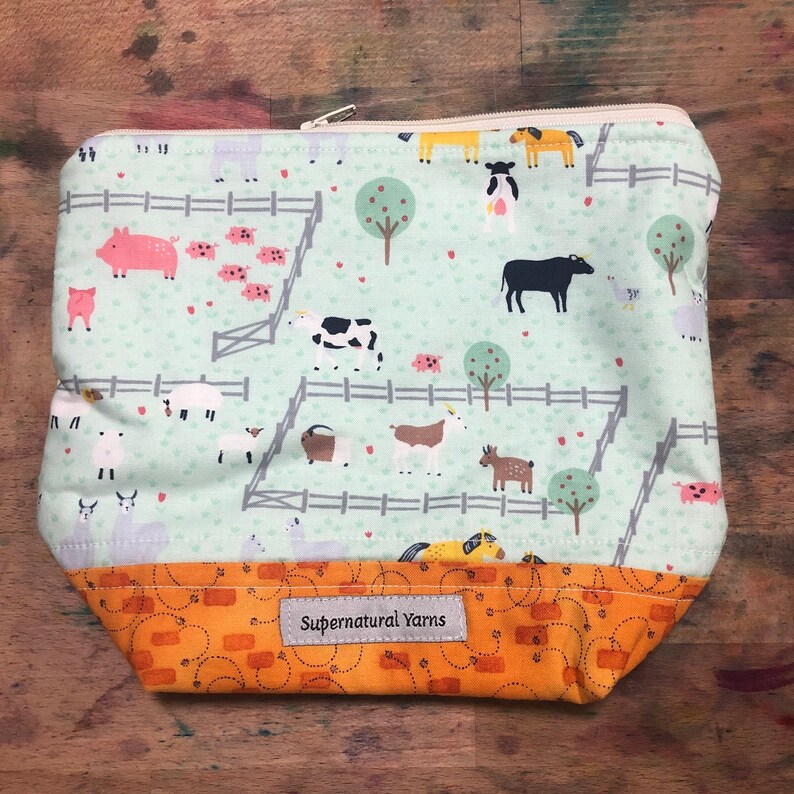 Farm Animals Small Zipper Project Bag