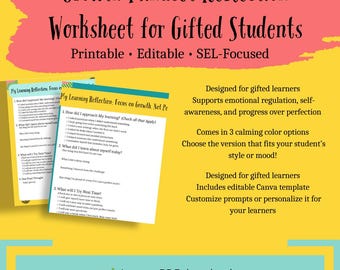 Werkblad groeimindset voor hoogbegaafde leerlingen: SEL-dagboek (afdrukbare pdf)