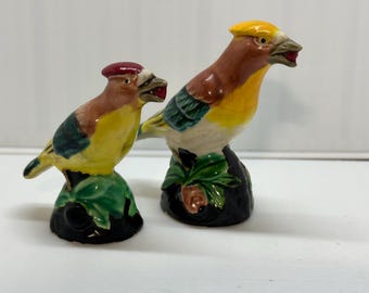 Vintage Colorful Pheasant Birds Ceramic Salt & Pepper Shakers, Japan