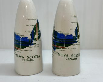 Vintage Nova Scotia Canada Souvenir Ceramic Salt & Pepper Shakers, Made in England