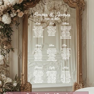 Custom Mirror Seating Chart Decal: Personalized Wedding Sign