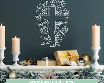 Jesus Cross Decal Wall Vinyl Sticker Religious Decor Christian Wall Art ...
