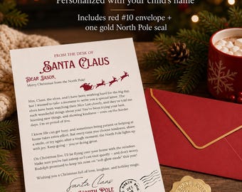Carta personalizada do Papai Noel, carta de Natal impressa do Polo Norte para crianças.