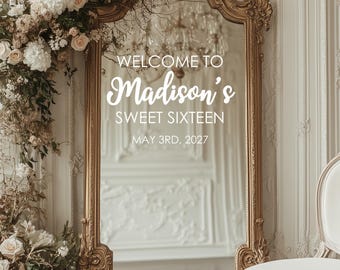 Custom Sweet 16 Welcome Sign Vinyl Decal | Birthday Party Decor