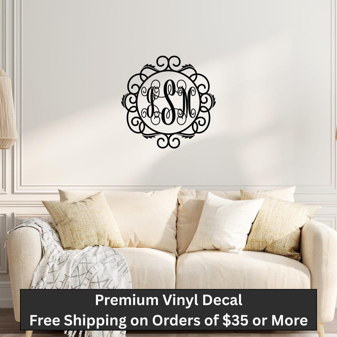 Custom Monogram Wall Decal – Personalized Family Name Vinyl for Front ...