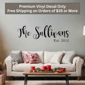 Family Name Wall Decal – Personalized Last Name with Est. Year – Vinyl Sticker for DIY Signs, Home Walls, or Wedding Gifts