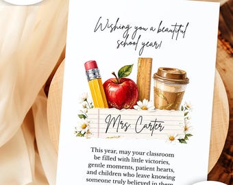 Back to School Teacher Card, Personalized Teacher Gift