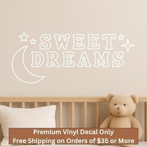 Sweet Dreams Vinyl Wall Decal: Moon and Stars Nursery Decor
