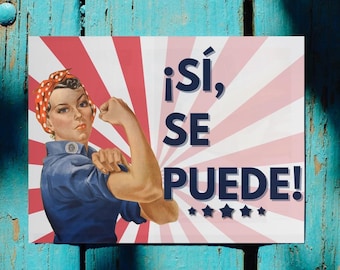 Si Se Puede Yes We Can - Printable Digital Image File - Image to Print on Stickers Signs Posters - Workers Labor Union Rights - Cesar Chavez